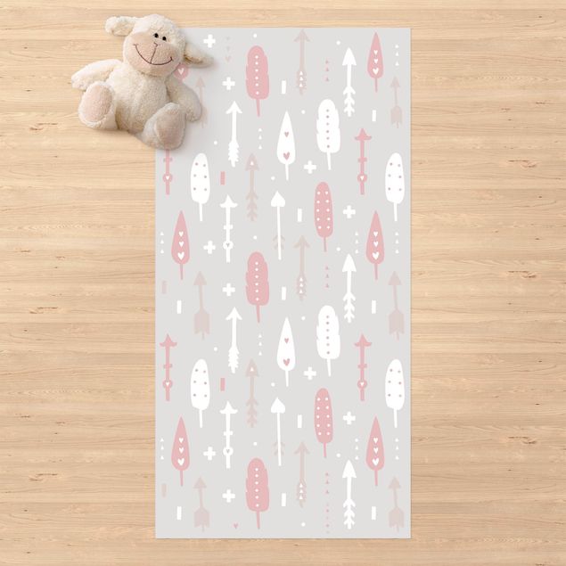 outdoor mat Tribal Arrows With Hearts Light PInk Grey