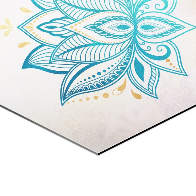 Prints Mandala Lotus Set Gold Blue