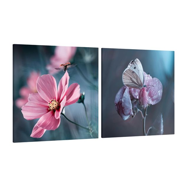 Animal canvas Butterfly And Ladybug On Flowers