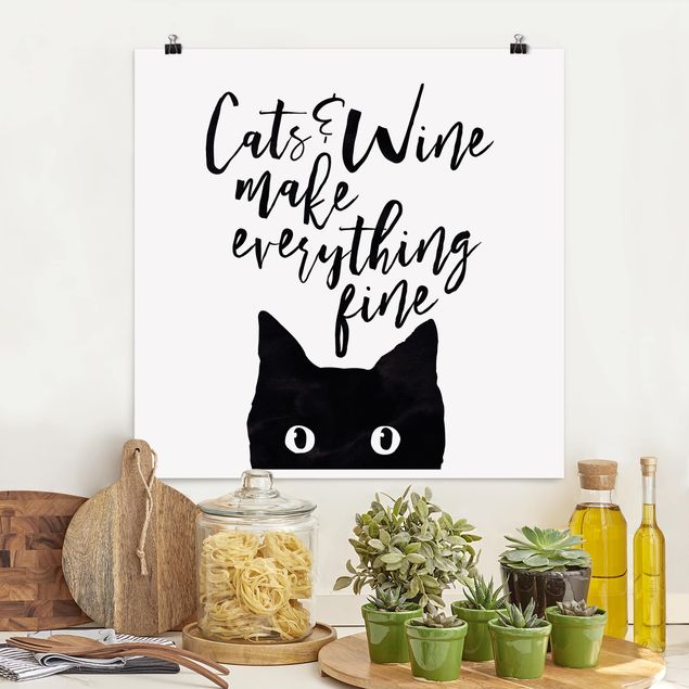 Cat print Cats And Wine make Everything Fine