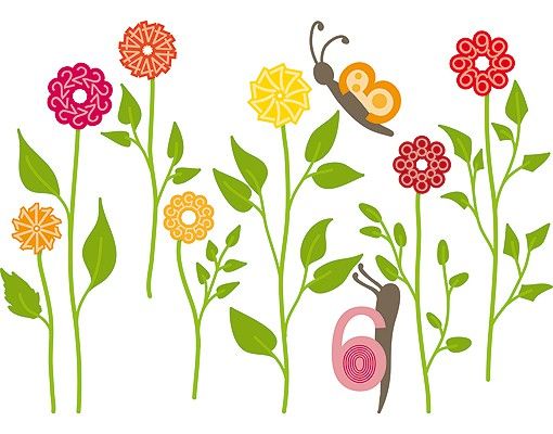 Wall stickers animals No.RS141 Number-Flowers