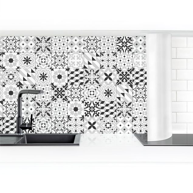 Kitchen splashback tiles Geometrical Tile Mix Black