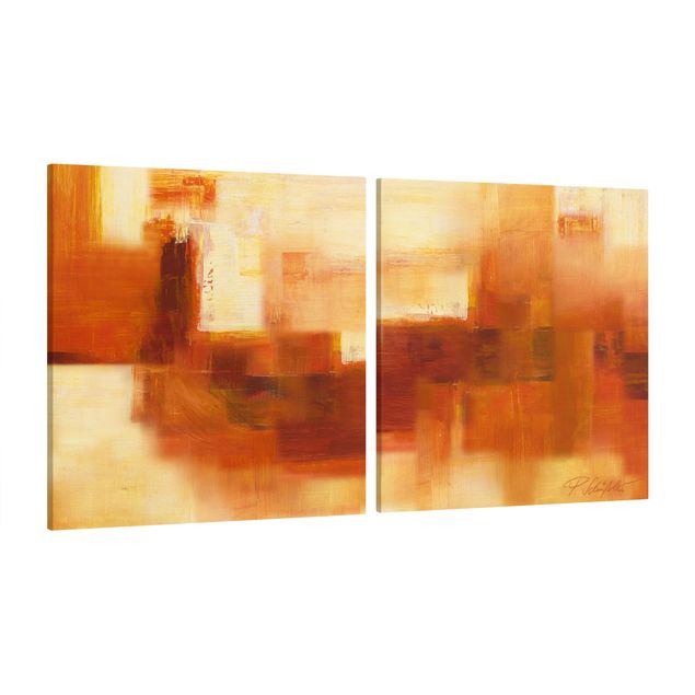 Abstract art prints Composition In Orange And Brown