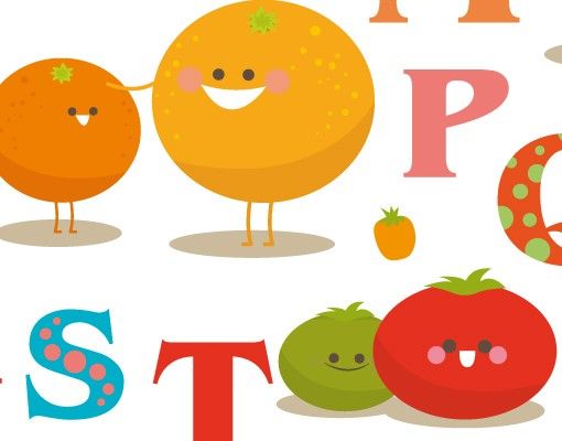 Wall stickers quotes No.EK120 Funny Fruits&Vegetables Alphabet
