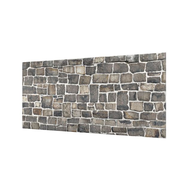 Glass Splashback - Crushed Stone Wallpaper Stone Wall - Landscape 1:2