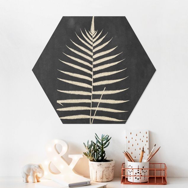 Vintage wall art Fern With Linen Structure III