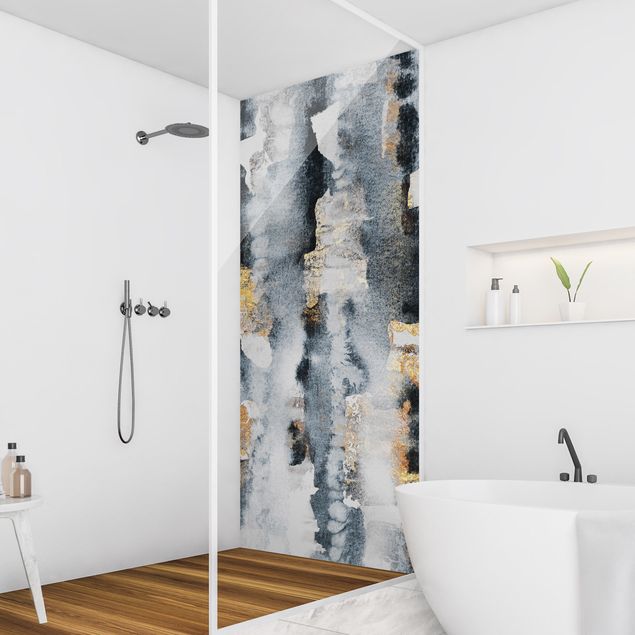 Shower wall cladding - Abstract Watercolour With Gold