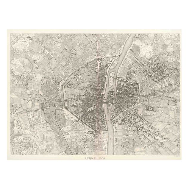 Prints Paris Vintage Map Paris