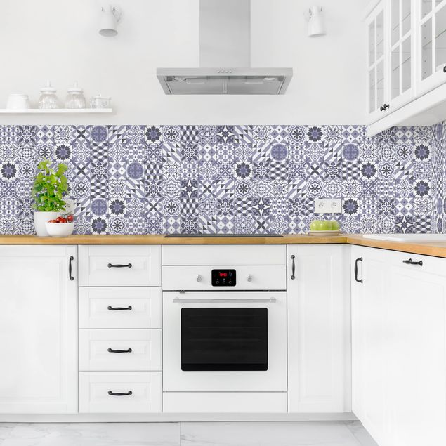 Kitchen splashback patterns Geometrical Tile Mix Purple