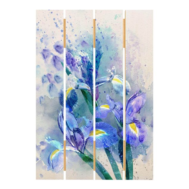Wood photo prints Watercolour Flowers Iris