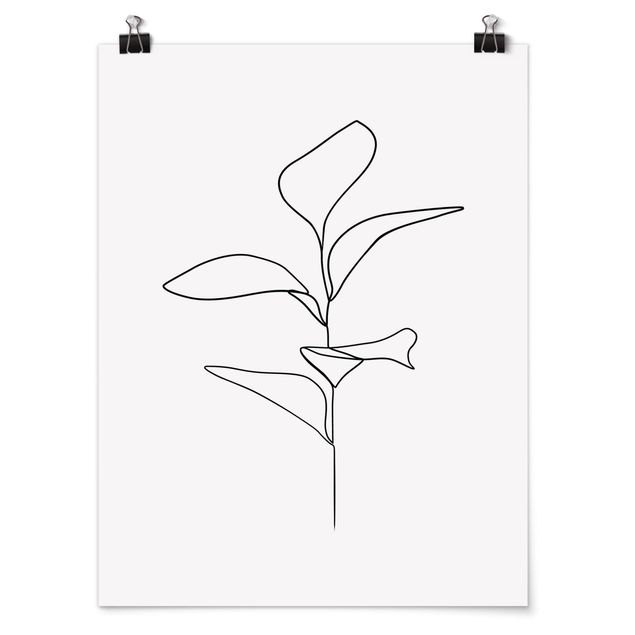 Art posters Line Art Plant Leaves Black And White