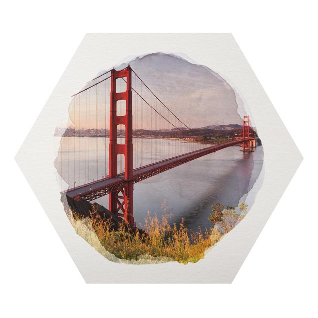 Prints WaterColours - Golden Gate Bridge In San Francisco