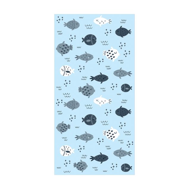 contemporary rugs Scandinavian Fish In Pastel Blue
