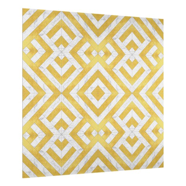 Glass splashback patterns Geometrical Tile Mix Art Deco Gold Marble