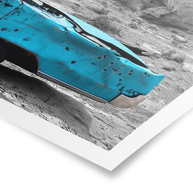 Landscape poster prints Turquoise Cadillac