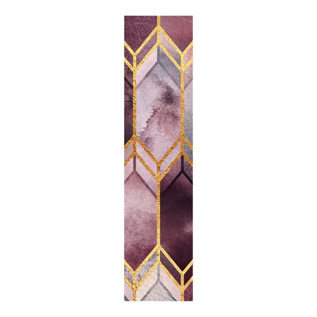Sliding panel curtains patterns Stained Glass Geometric Rose Gold