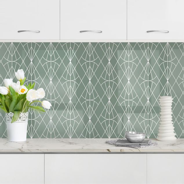Kitchen Art Deco Diamond Pattern In Front Of Green XXL
