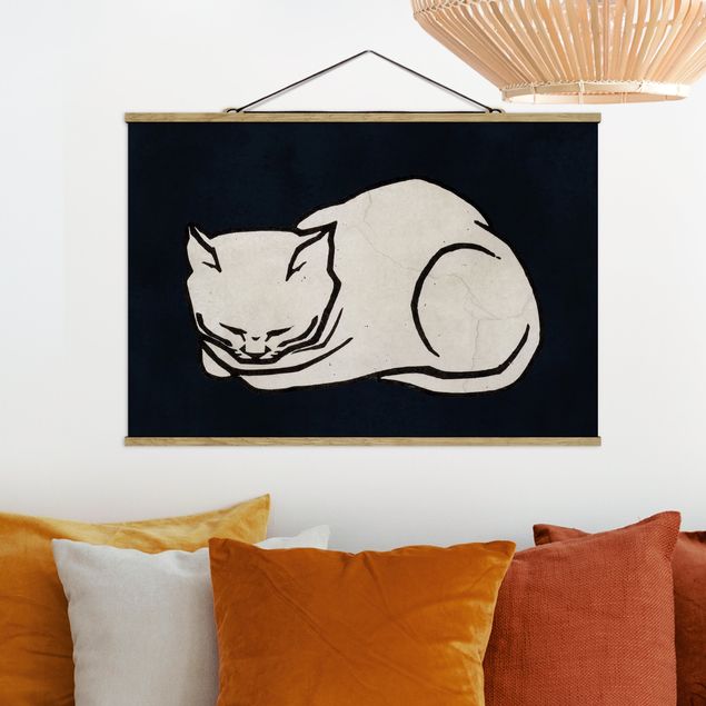 Kitchen Sleeping Cat Illustration