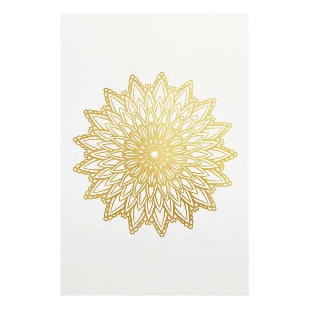 Prints Mandala Sun Illustration White Gold