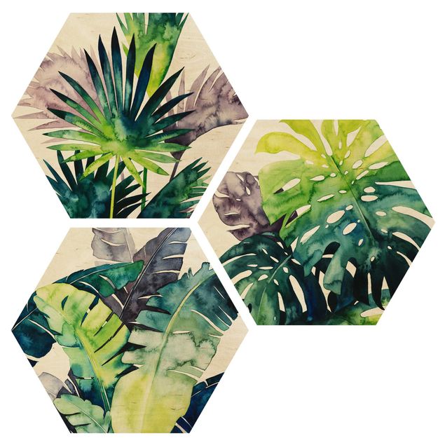 Wood prints Exotic Foliage Set II