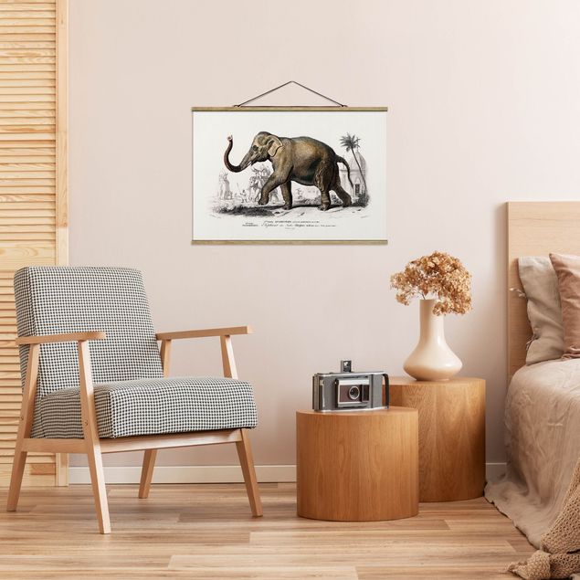 Prints landscape Vintage Board Elephant