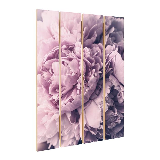 Wood prints Purple Peony Blossoms