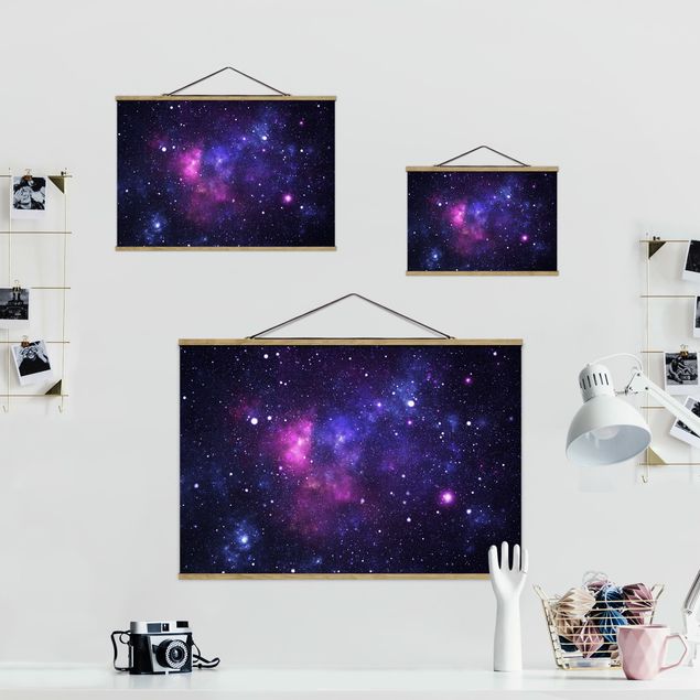 Fabric print with poster hangers - Galaxy