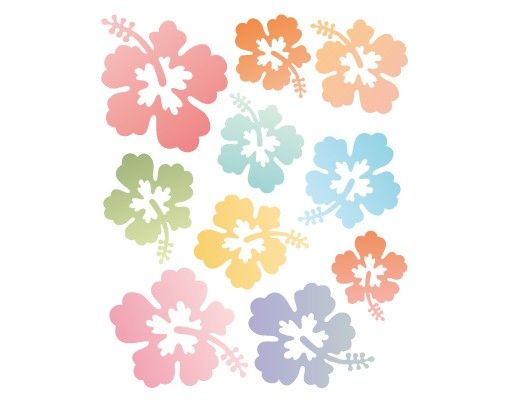 Plant wall decals No.547 Hibiscus Flowers In Pastells