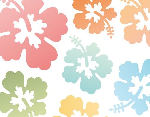 Wall decal No.547 Hibiscus Flowers In Pastells