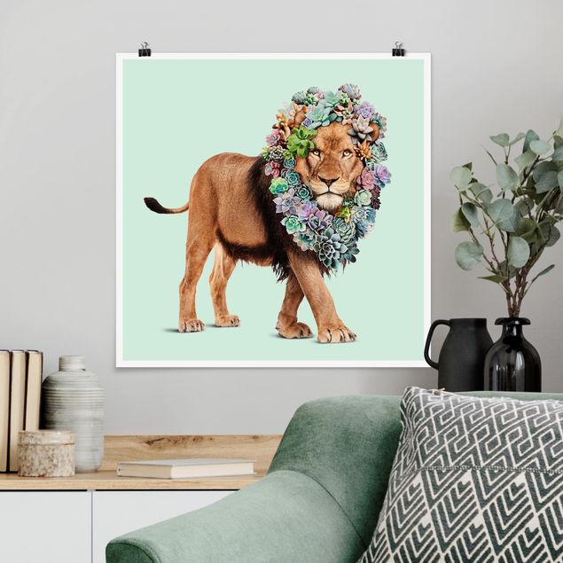Nursery decoration Lion With Succulents