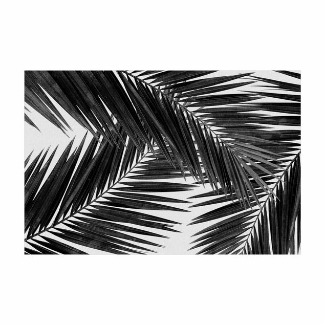 Jungle rugs View Through Palm Leaves Black And White
