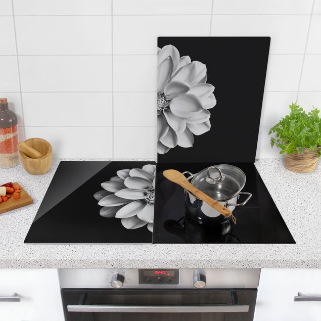 Stove top covers Dahlia Black And White