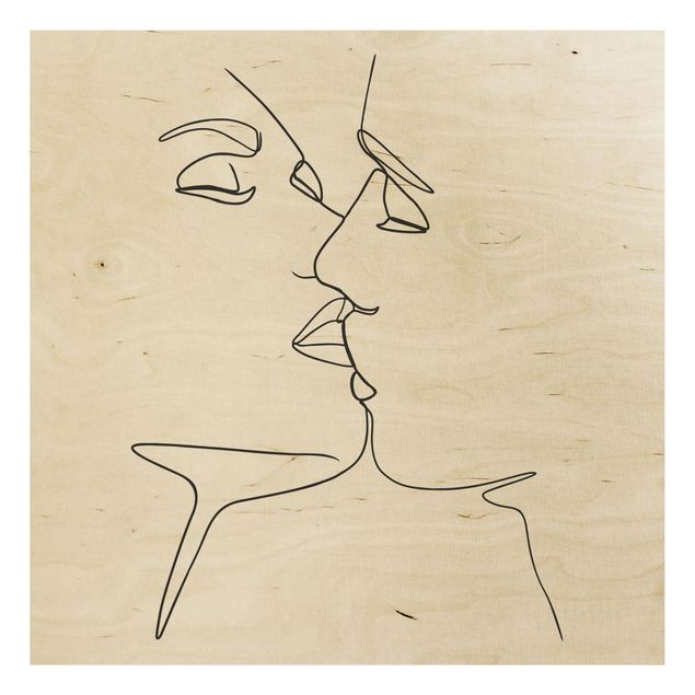 Continuous line drawing Line Art Kiss Faces Black And White