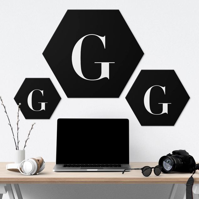 Alu-Dibond hexagon - Letter Serif Black G