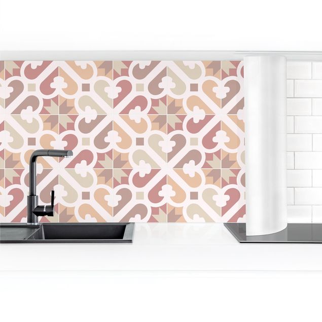 Kitchen splashback abstract Geometrical Tiles - Fire