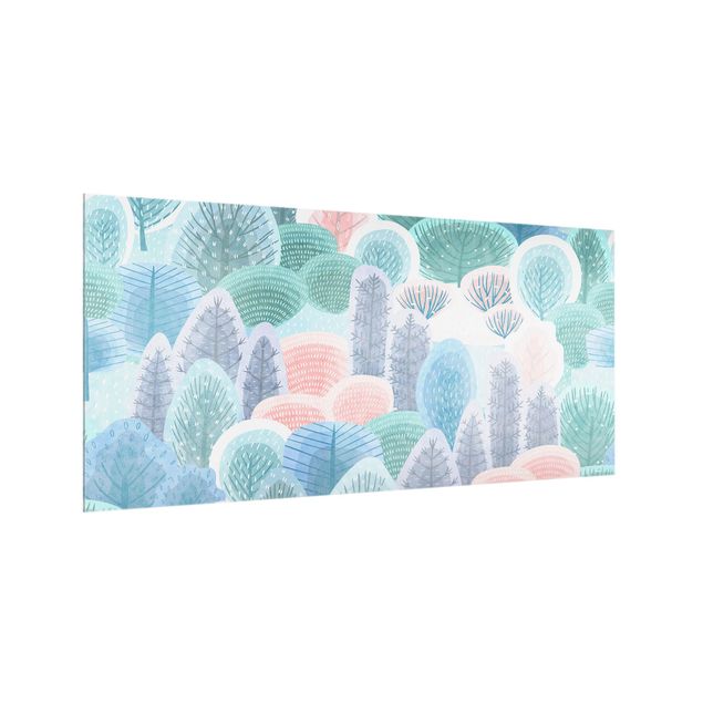Glass splashback Happy Forest In Pastel
