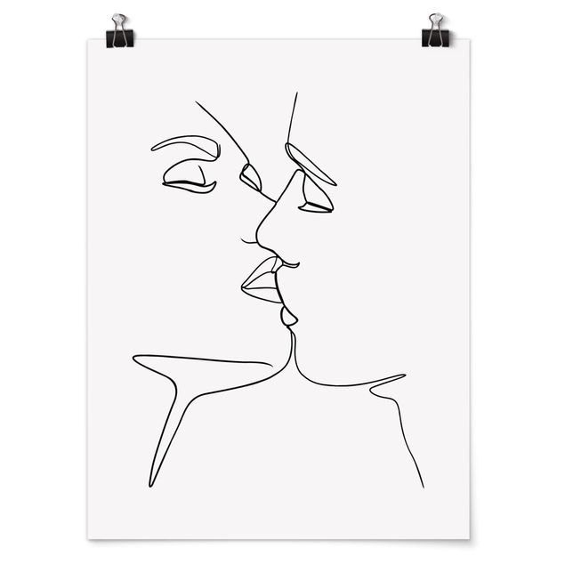 Art posters Line Art Kiss Faces Black And White