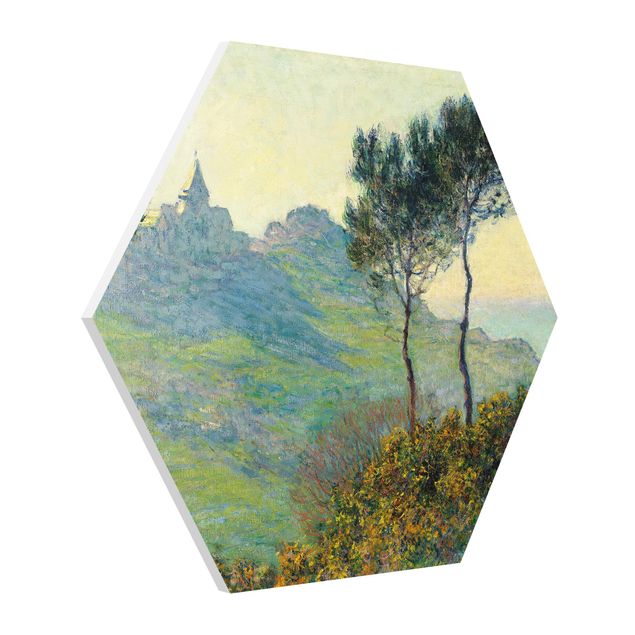 Landscape canvas prints Claude Monet - The Church Of Varengeville At Evening Sun