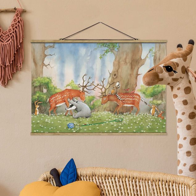 Nursery decoration Vasily Raccoon - Vasily Helps The Deer