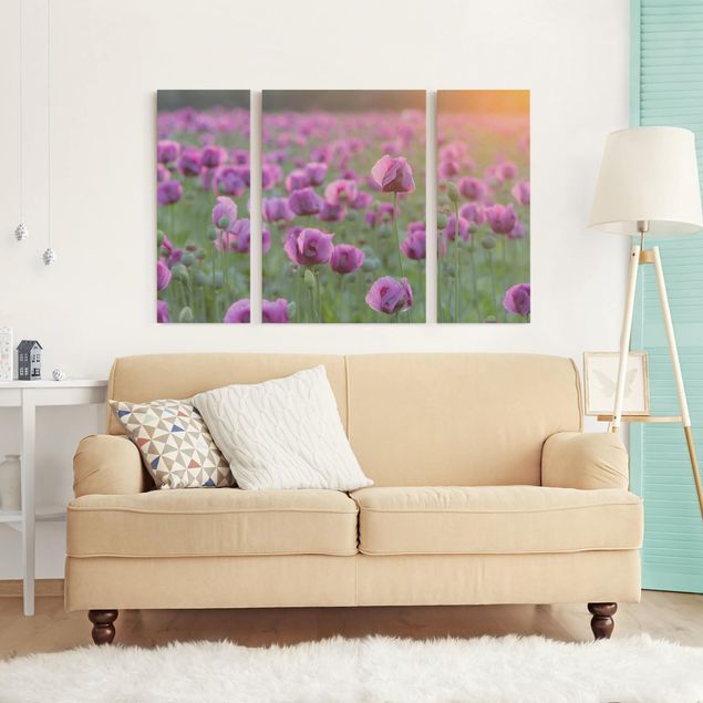 Poppy canvas art Purple Poppy Flower Meadow In Spring