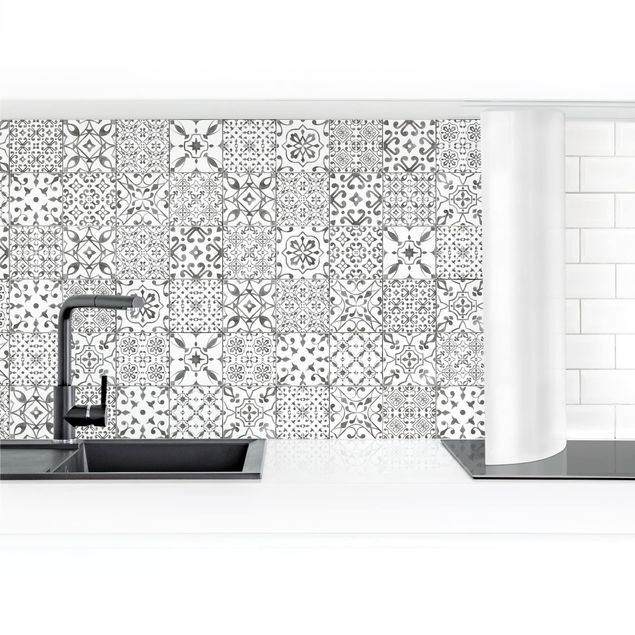 Adhesive films Patterned Tiles Gray White
