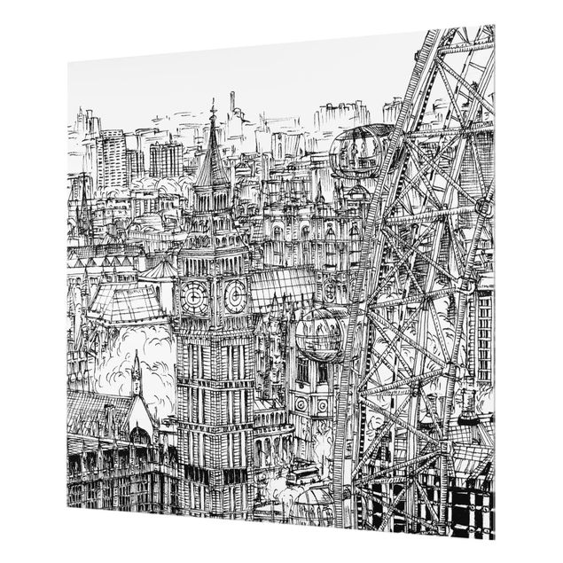 Glass Splashback - City Study - London Eye - Square 1:1