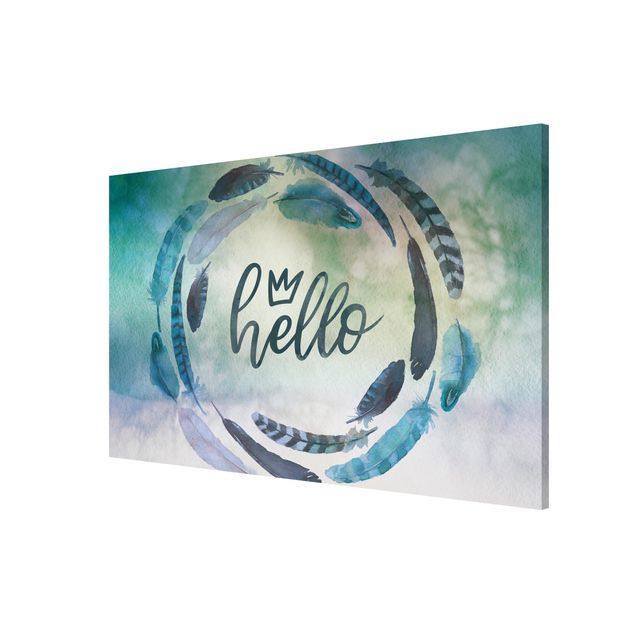 Prints quotes Hello Crown Watercolour With Feathers