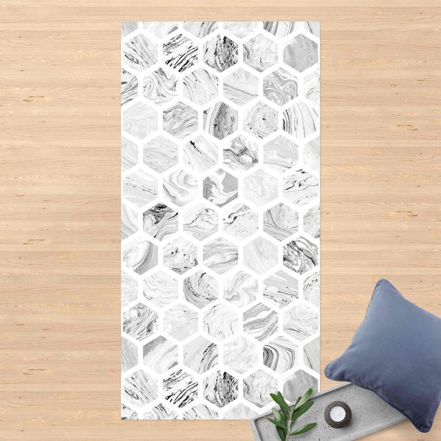 Outdoor rugs Marble Hexagons In Greyscales