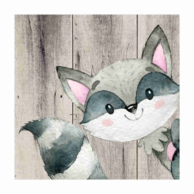 grey rugs for living room Watercolour Racoon On Wood