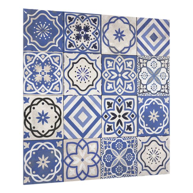 Glass splashback patterns Mediterranean Tile Pattern