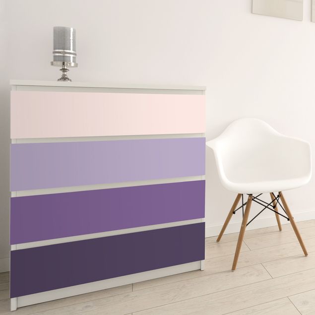 Adhesive films for furniture frosted 3 Violet Stripes Flower Colours & Light Contrast Colours