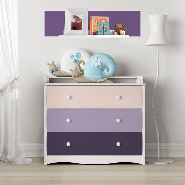 Adhesive films for furniture cabinet 3 Violet Stripes Flower Colours & Light Contrast Colours