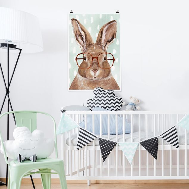 Prints nursery Animals With Glasses - Rabbit