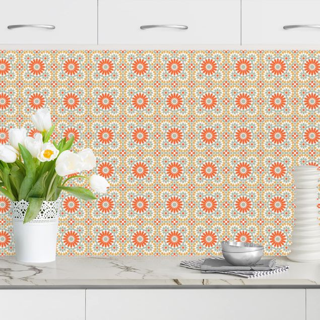 Kitchen Oriental Patterns With Colourful Tiles